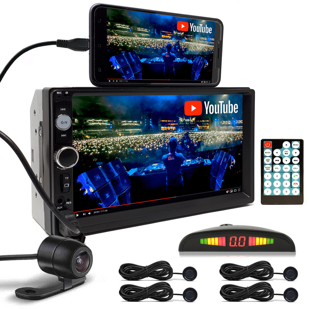 Kit Multimídia MP5 + Câmera + Sensor Ré Preto Fosco Corolla 2013 2014 2015 2016 2017 Espelhamento