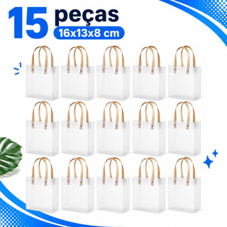 15 conjuntos de sacos plásticos foscos, tamanho 16 x 13 x 8 cm, com alça de fundo plano, reutilizáveis, adequados para l