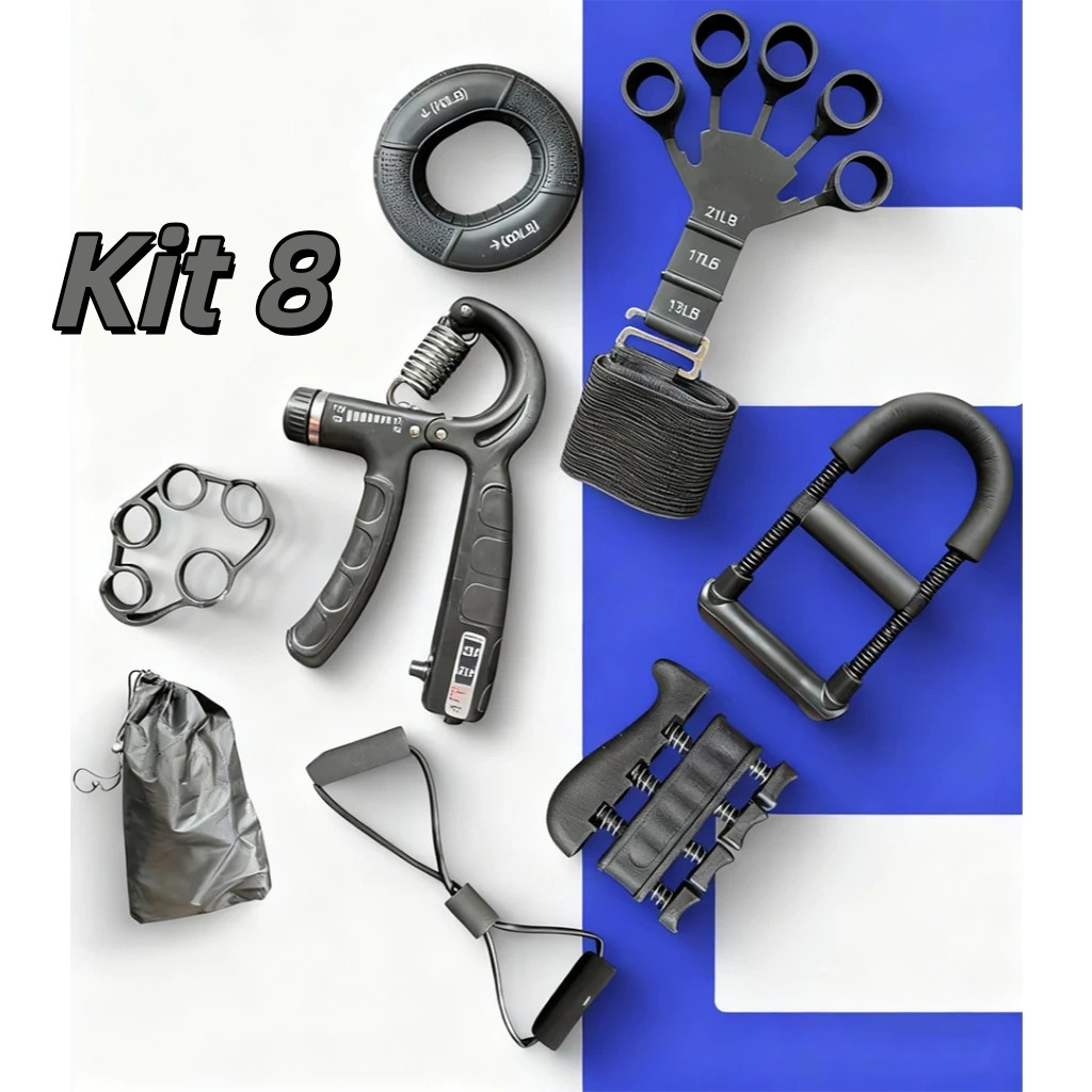 Kit 8 Peças Hand Grip Flexor De Punho Ajustável De Mola Antebraço Mãos 10-100Kgs Com Contador  Variação: