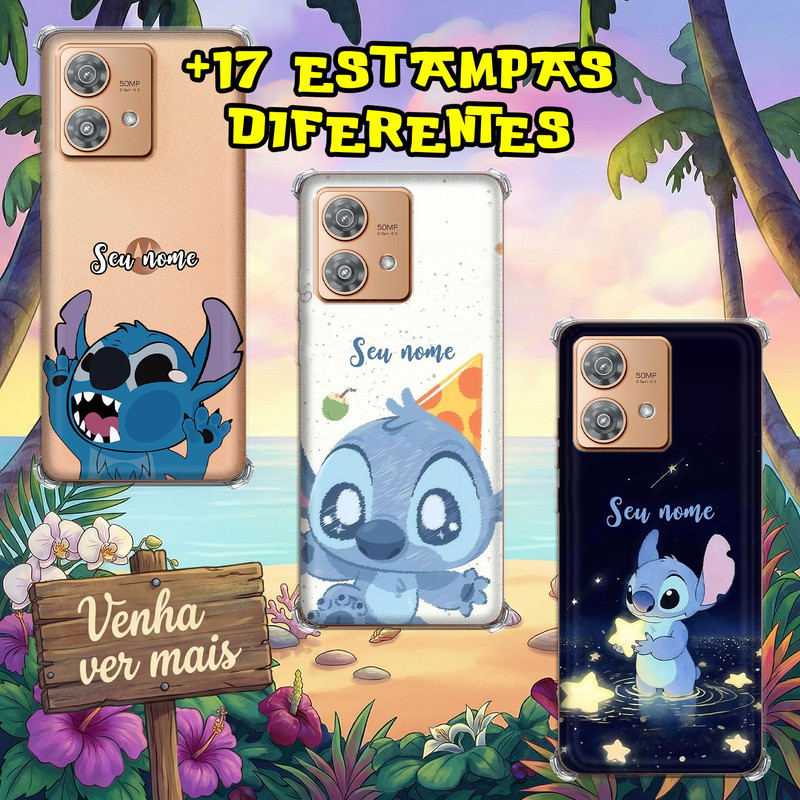 Capa Capinha para Motorola Moto Edge 40 Neo - Stitch e Angel