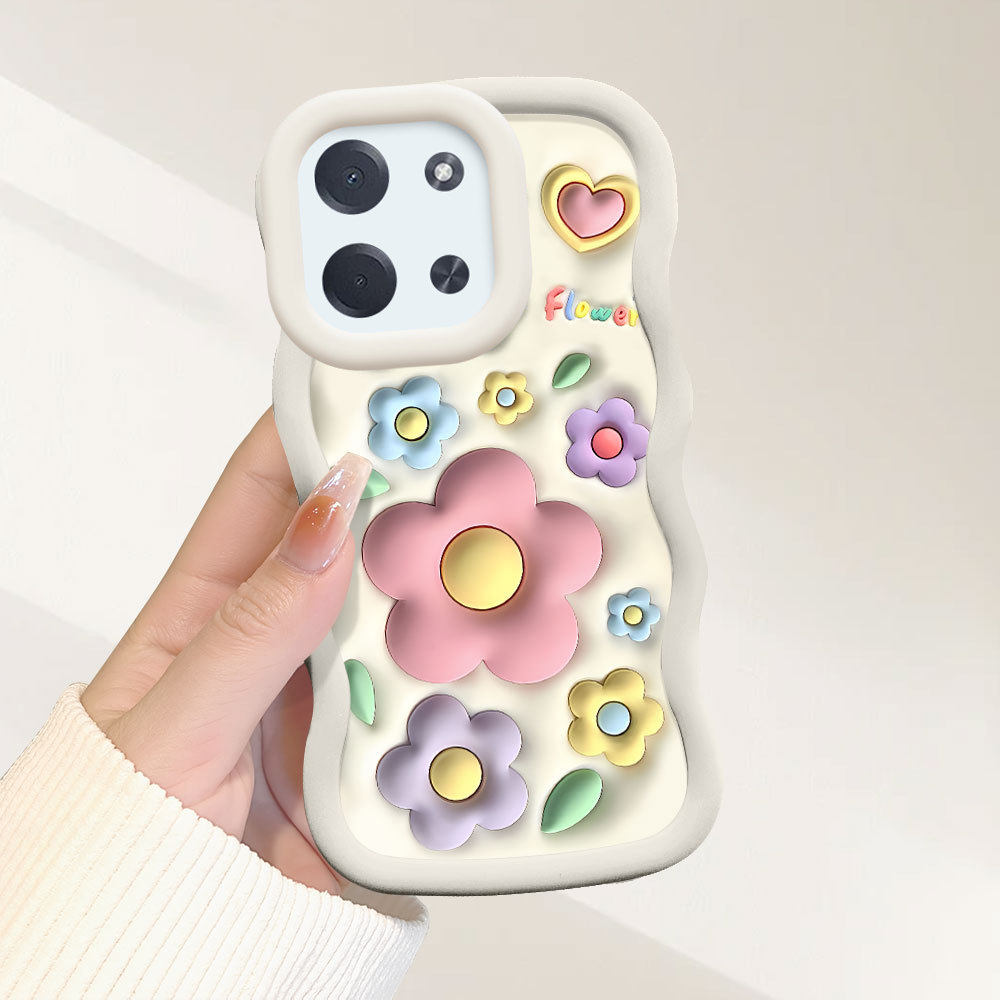 Capinha Flor Para Xiaomi Poco C85 4G Capa De Silicone Macia Estilo Simples Macaron Case 0378