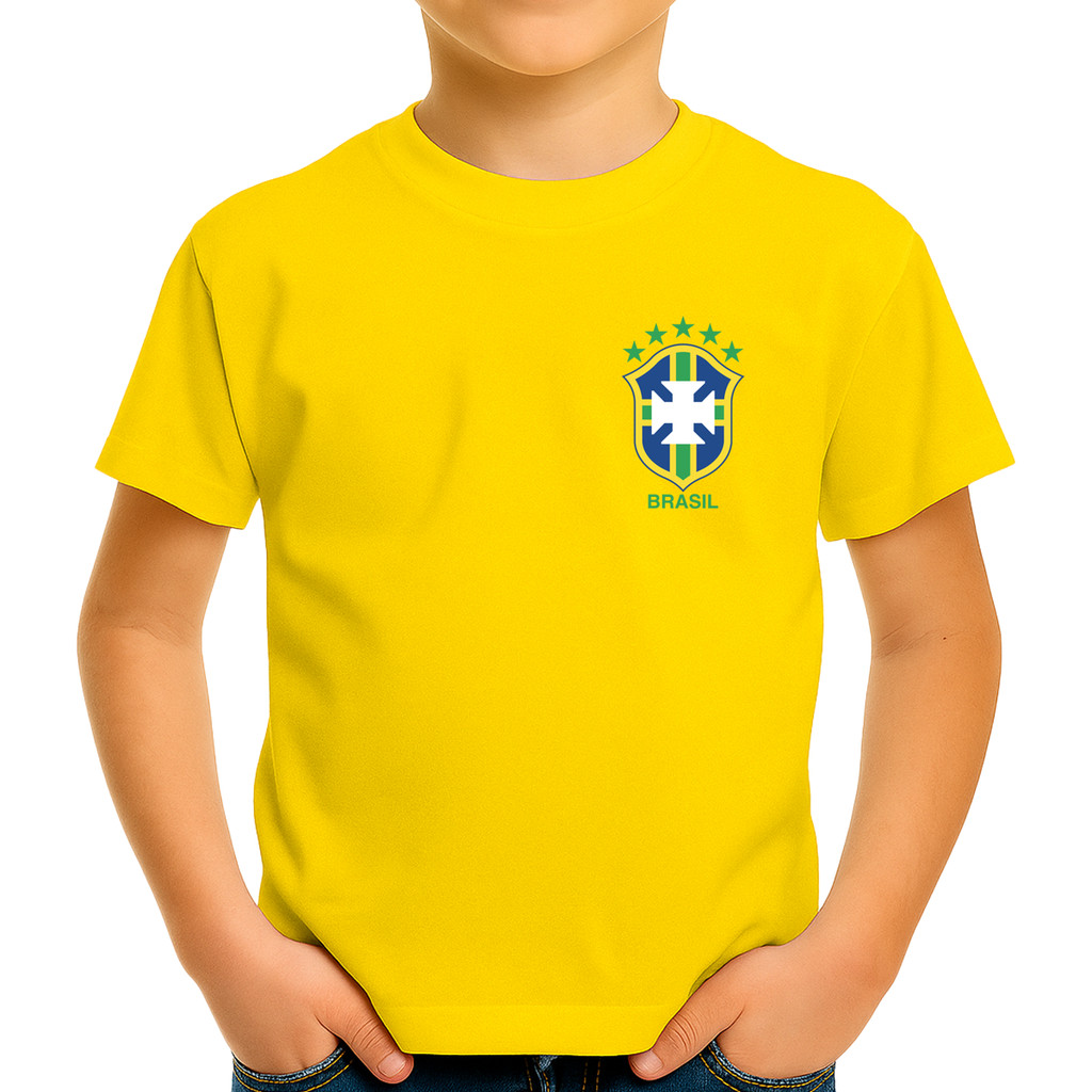 Camisa Camiseta de Algodão Infantil Juvenil Para Menino Menina Unissex Do Brasil Com Nome e Número md8