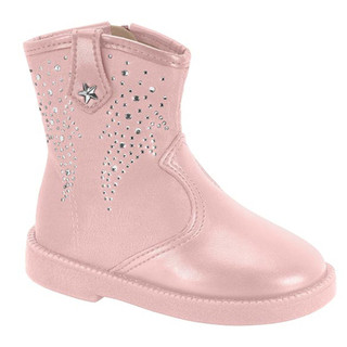 Bota Baby Infantil Feminina Cano Curto Brilho Strass Confortável Antiderrapante Casual