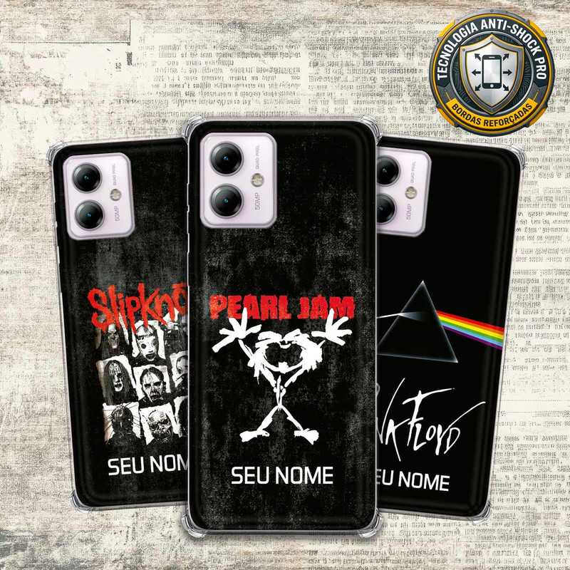 Capa Capinha - Motorola Moto G14 - Lendas do Rock Heavy Nu Metal Classico Grunge com Nome