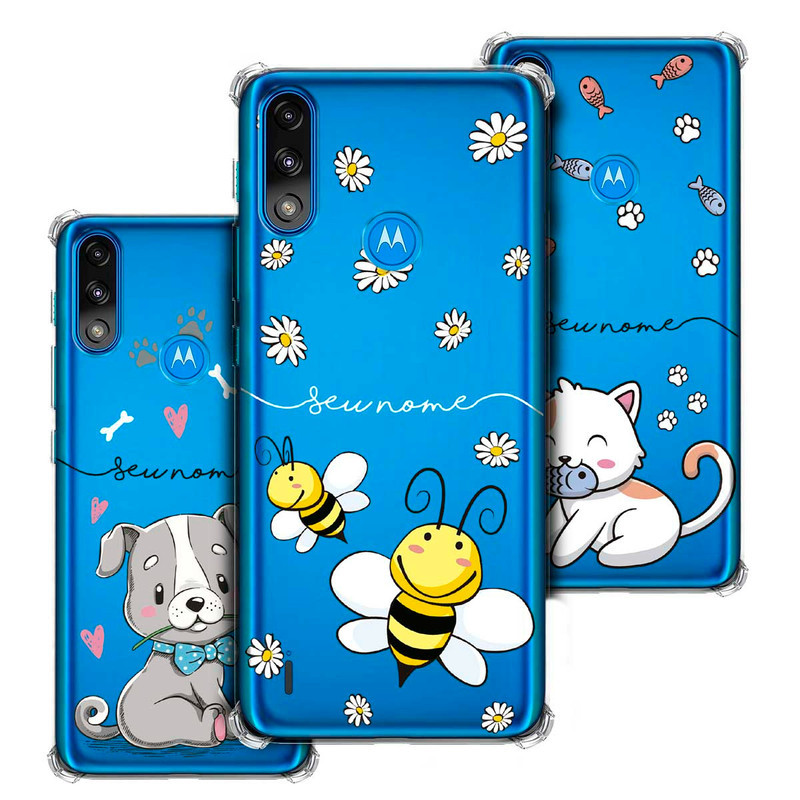 Capa Capinha - Motorola Moto E7 Power - Bichinhos Fofos Animais Personalizada Anti-Impacto Transparente