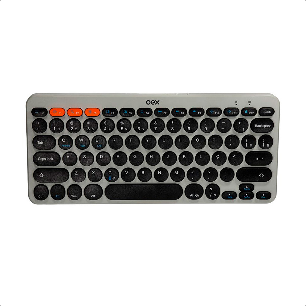 Teclado Bluetooth Multiplataforma Oex TC510 Retrô Plus Compatível iOS Android Windows ABNT2