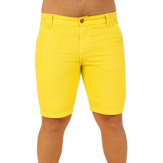 Bermuda Jeans Masculina Amarela Destroyed 100% Algodão, Bermuda  Color Amarela Casual Slim Confortável Moda Verão
