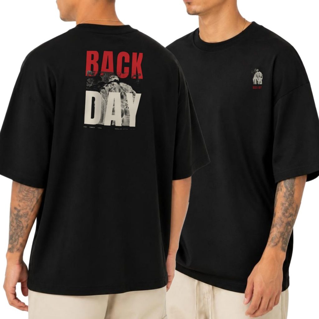 Camiseta Oversized Academia Treino Back Day Streetwear Unissex Masculina Feminina Estampada Costas Presente
