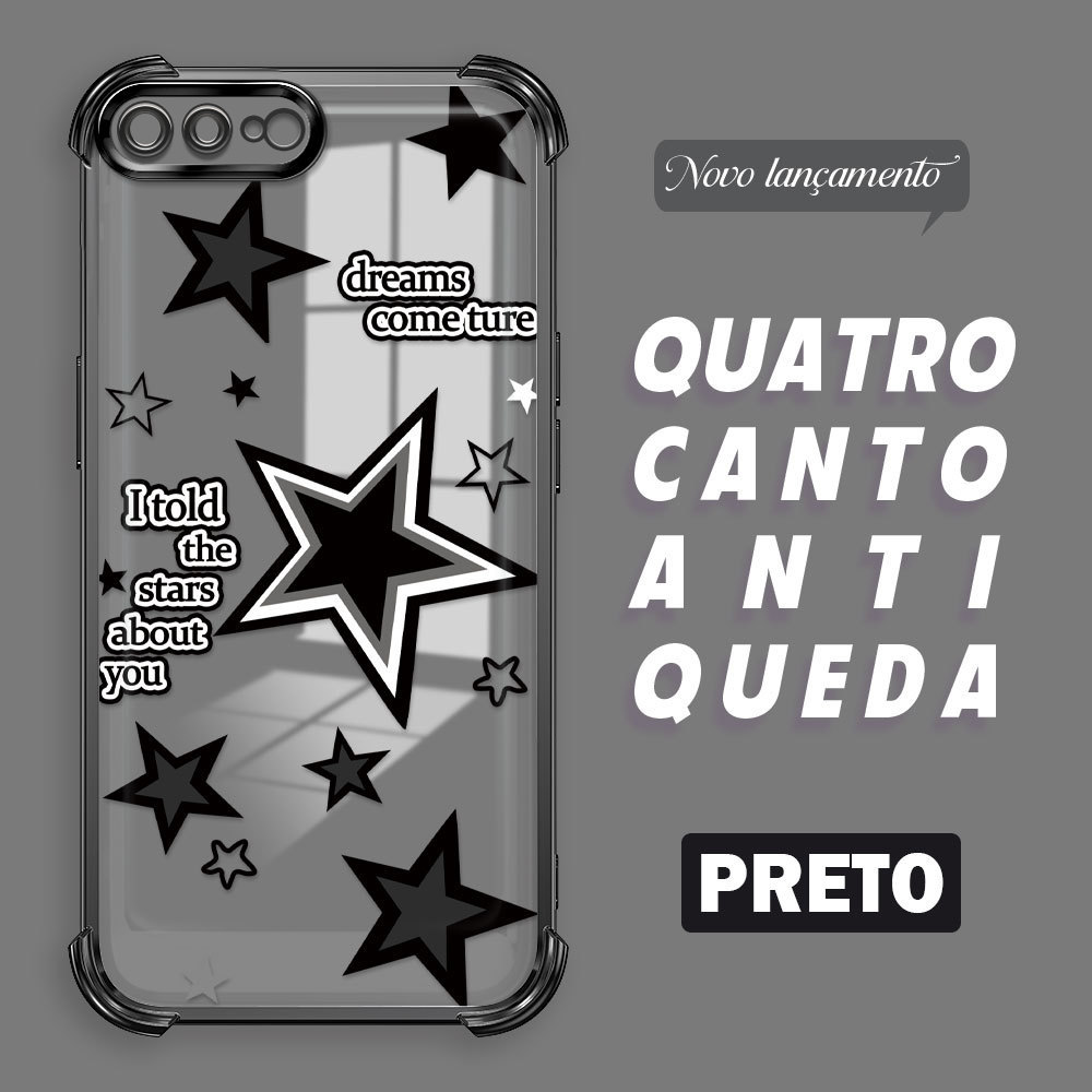 Capinha Anti-Queda Transparente Para iPhone 7 8 Plus Capa De Celular Macia Estrela FS0809