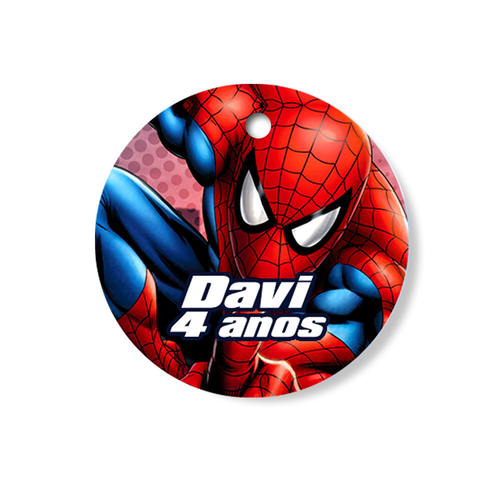 KIT 22 Tag Redonda Personalizada para Lembrancinha Homem Aranha