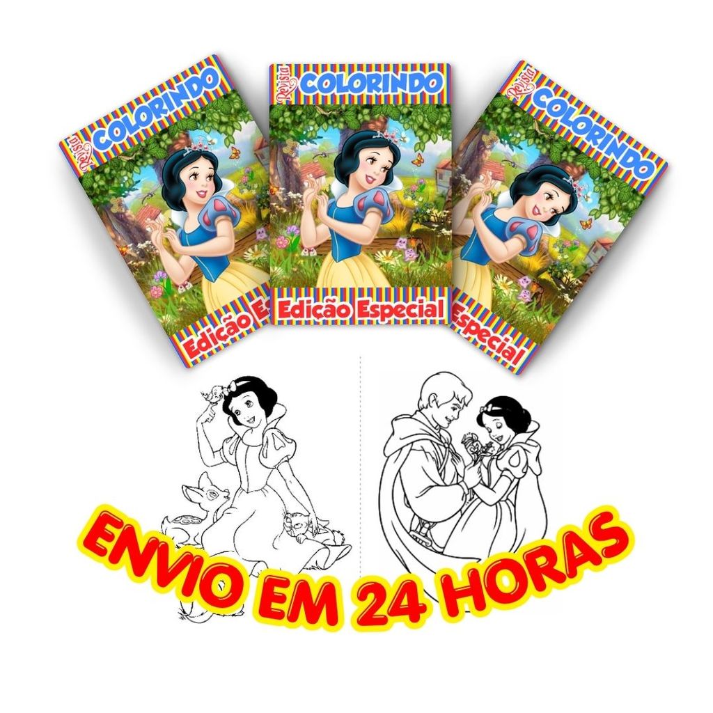 Lembrancinha Branca de Neve Revistinha de Colorir Personalizada Nome Idade Festa Infantil