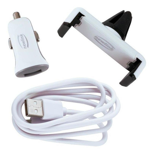 Kit Carregador Veicular Cabo Lightning e Suporte Newlink Ka100