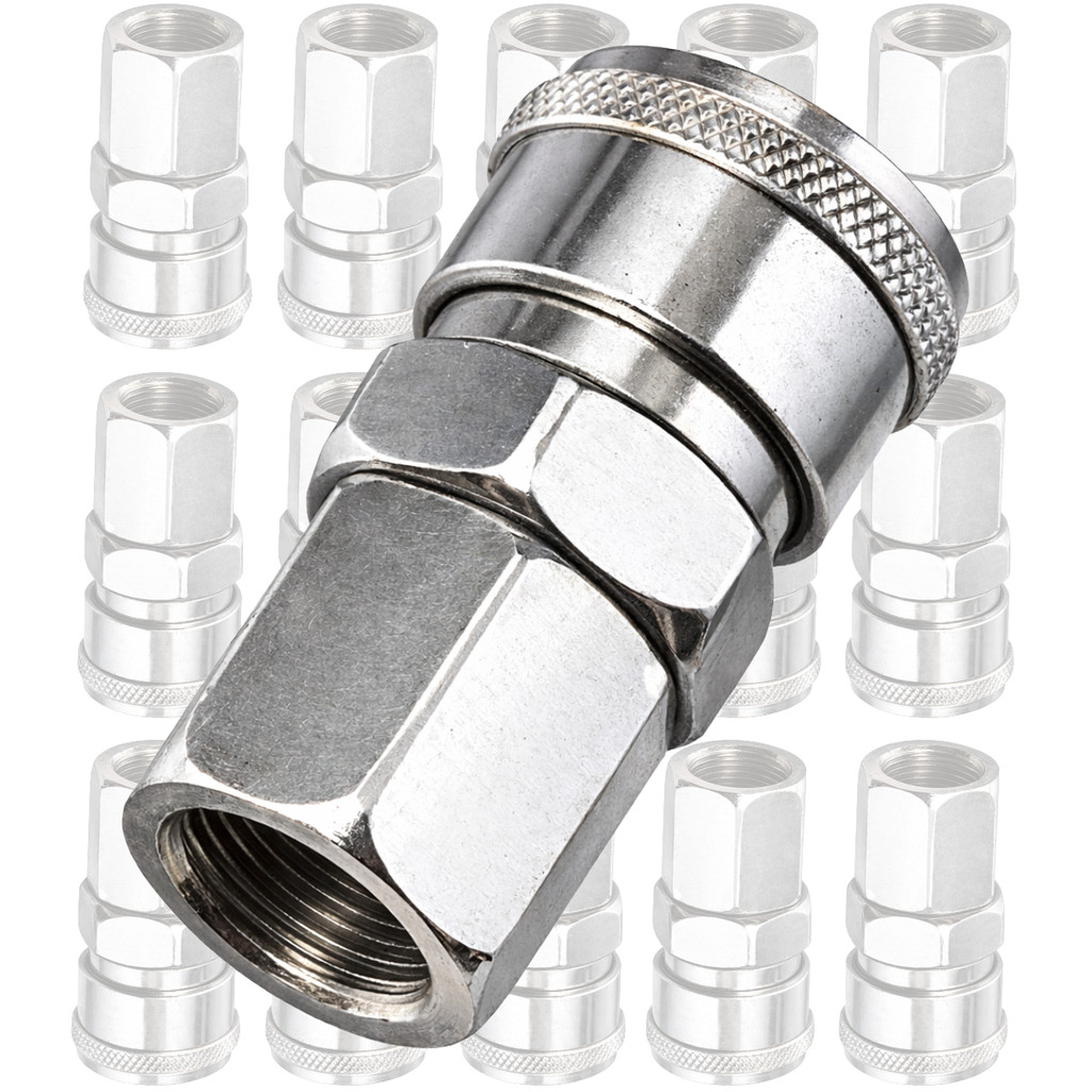 Kit 10 Engate Rápido Pneumático 1/4" Rosca Fêmea SF20 Trava Esfera P/ Compressor Mangueira