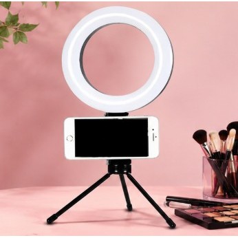 Ring Light LED 16CM com Suporte para Celular Iluminação para Maquiagem Vídeo Live Selfie
