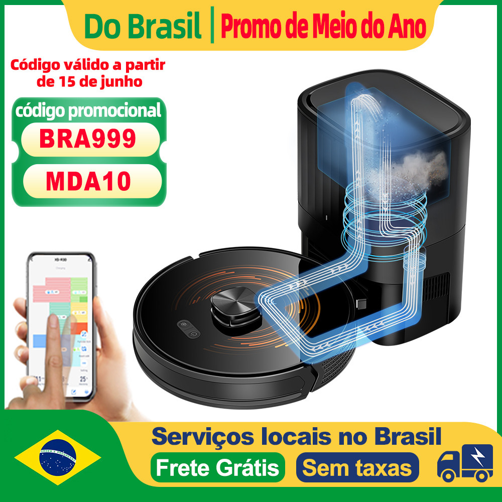 Robô aspirador de pó ABIR K30 com doca de vazia automática, sucção 6500PA, mapa de vários andares, l