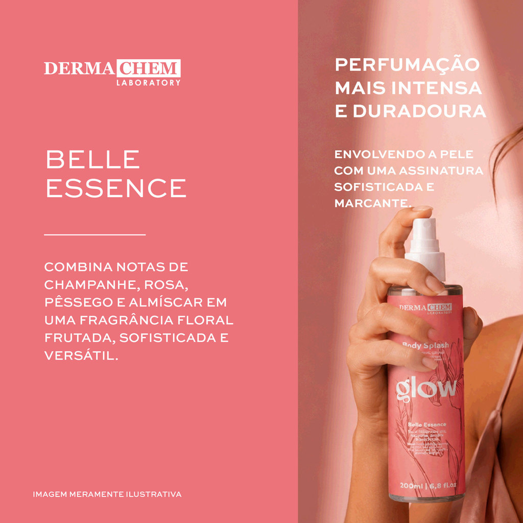 Body Splash Glow Dermachem 200ml Perfume Corporal Belle Essence · foto 2