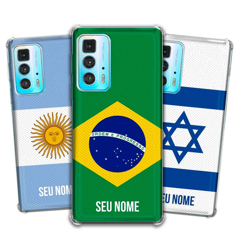 Capa Capinha - Motorola Moto Edge 20 Pro - Bandeira Paises Copa do Mundo Personalizada Anti-Impacto