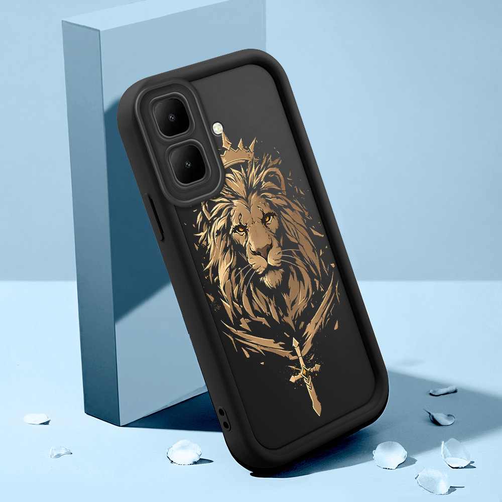 Capinha Leão Para Infinix Smart 10 Capa De Celular Macia Silicone Protetora Preta Case BTY 7513
