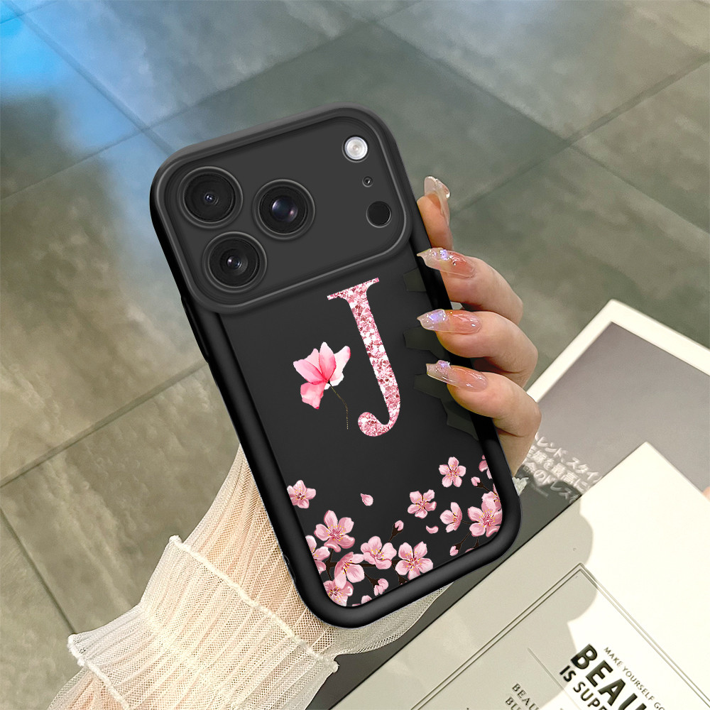 Capinha Flor ParaiPhone 17 Pro Max Capa Com Letra Personalizada Macia Silicone Proteção Case