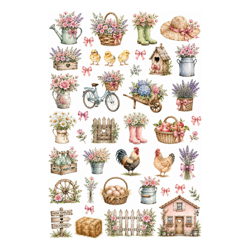 Decalque Porcelana Forno Caseiro - Natureza No Campo Mix