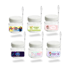 KIT 25 Rótulo Adesivo Papinha 40ml 40g pote de papinha adesivo mini potinho de nutella Diversos Temas