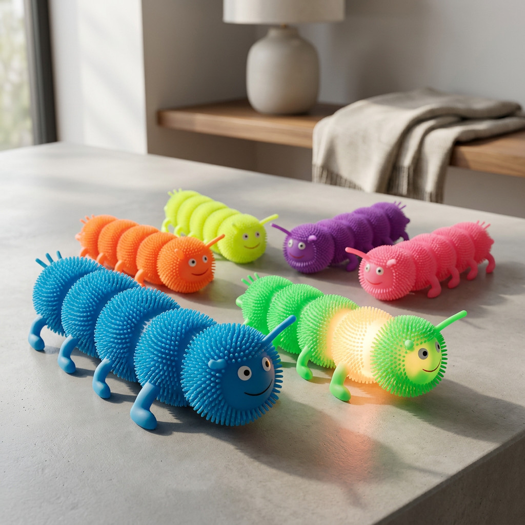 Centopeia Divertida de Apertar com Luz - Brinquedo Sensorial e Relaxante