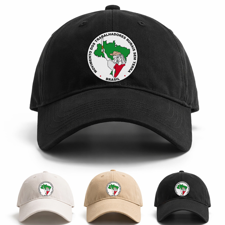 Boné Premium MST Brasil Movimento Sem Terra Militância Social Branco Unissex Streetwear Moda Novo Oferta Premium