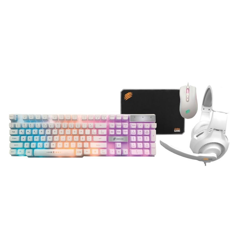 Kit Combo Gamer 4 Em 1 Oex Thunder TM306 Teclado LED Mouse 3200Dpi Headset Multiplataforma Mousepad