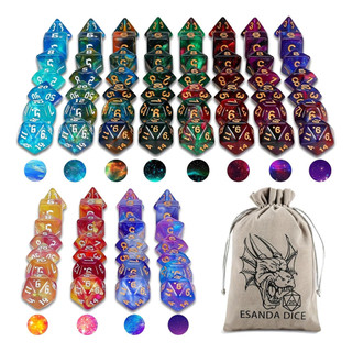 Conjunto 84Pçs Dados Rpg Poliédricos Ded Translúcida + Bolsa