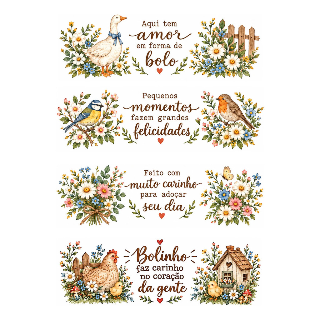 Decalque Porcelana Forno Caseiro - Frase Bolo (modelo1) 6cm