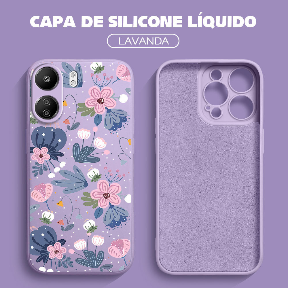 Capinha Flor Para Xiaomi Redmi 13C 4G Capa Macia Silicone Aveludada Protetora Case YT 0375