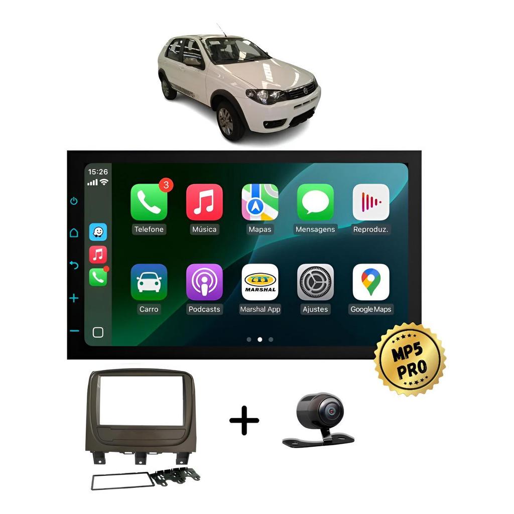 Kit Multimidia Mp5 Pro+ 7' Fiat Palio Way - Economy 2014 2015 2016 2017 2018