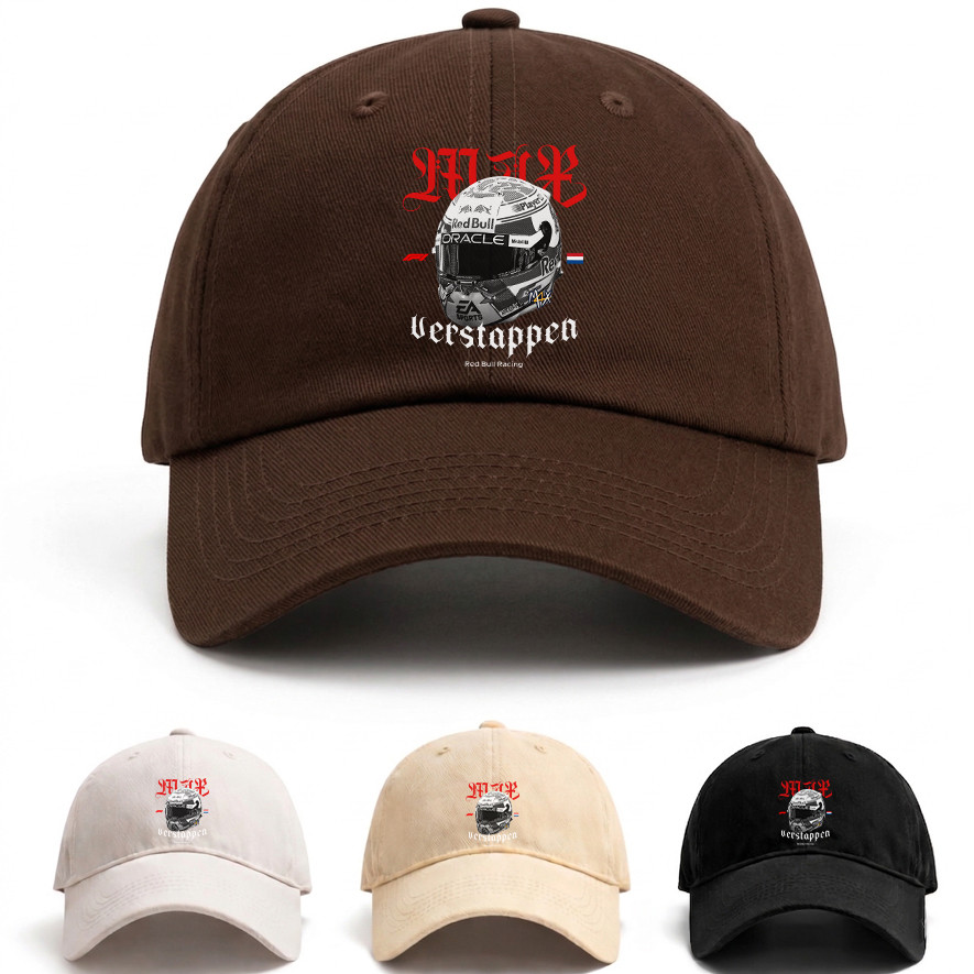 Boné Estiloso Max Verstappen F1 Red Bull Racing World Champion F1 Bege Promoção Verao Confortavel Casual Ajustável