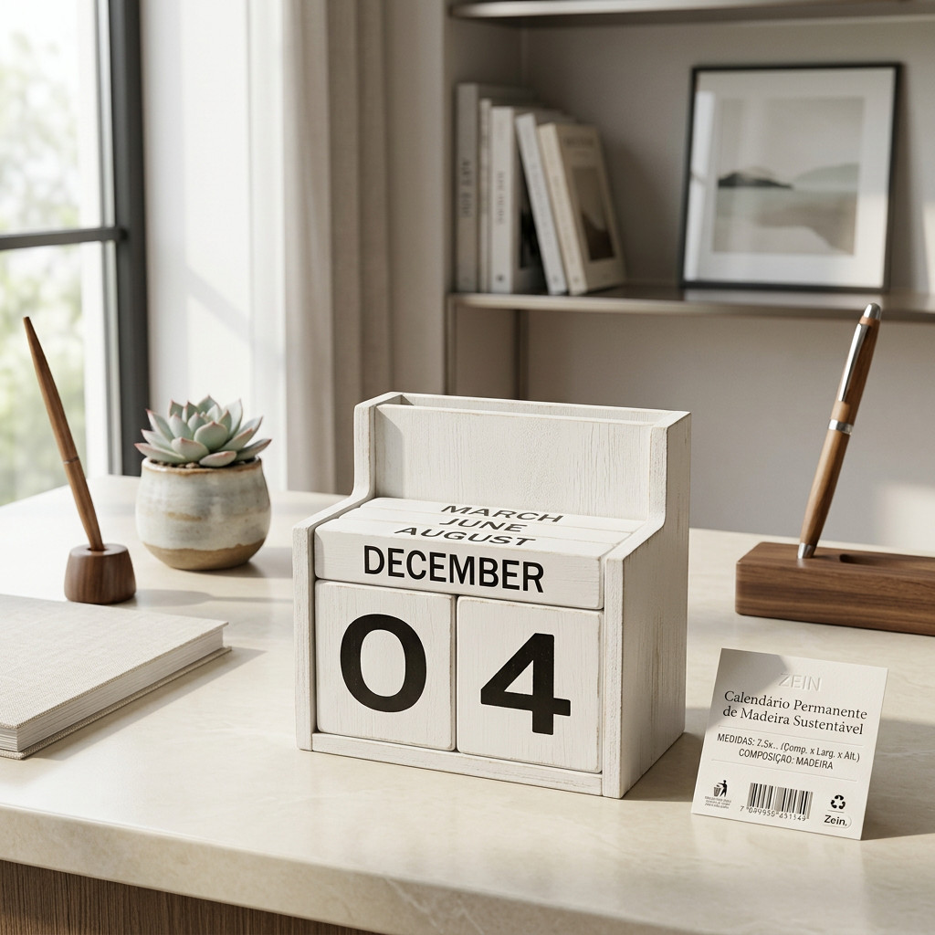 Calendário Permanente de Madeira Decorativo e Sustentável para Organização Diária em Oferta na Shopee