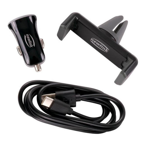 Kit Newlink Carregador Veicular Tipo C E Suporte Celular