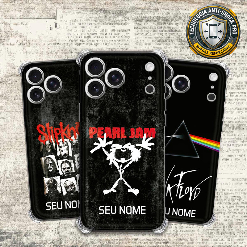 Capa Capinha - iPhone 17 Pro Max - Lendas do Rock Heavy Nu Metal Classico Grunge com Nome