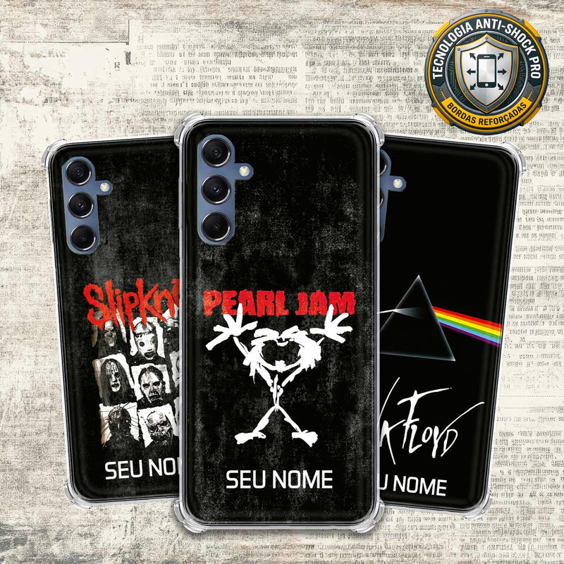 Capa Capinha - Samsung Galaxy M34 - Lendas do Rock Heavy Nu Metal Classico Grunge com Nome
