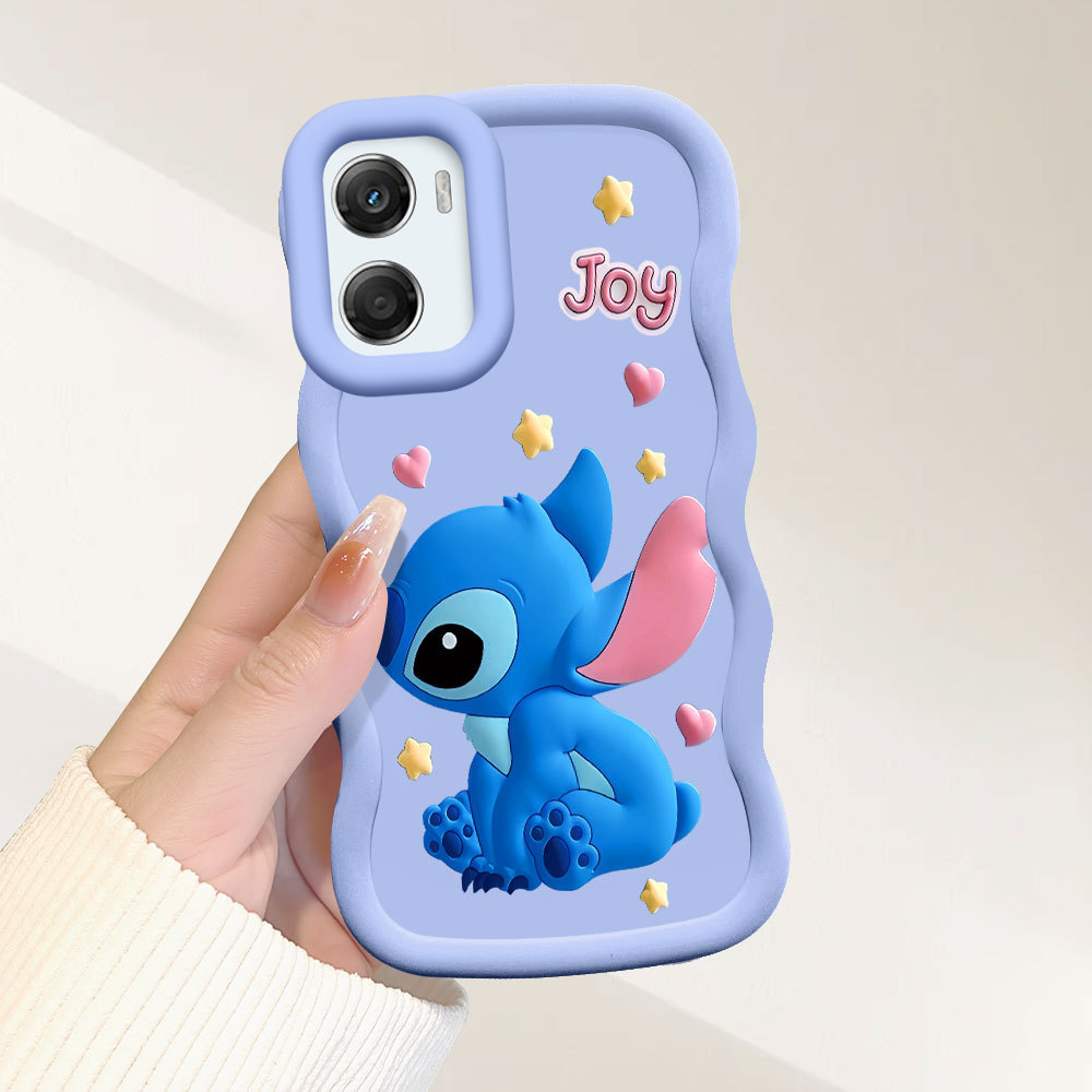 Capinha Stitch Para Motorola Moto G06 Capa De Silicone Macia Estilo Simples Macaron Case 0412