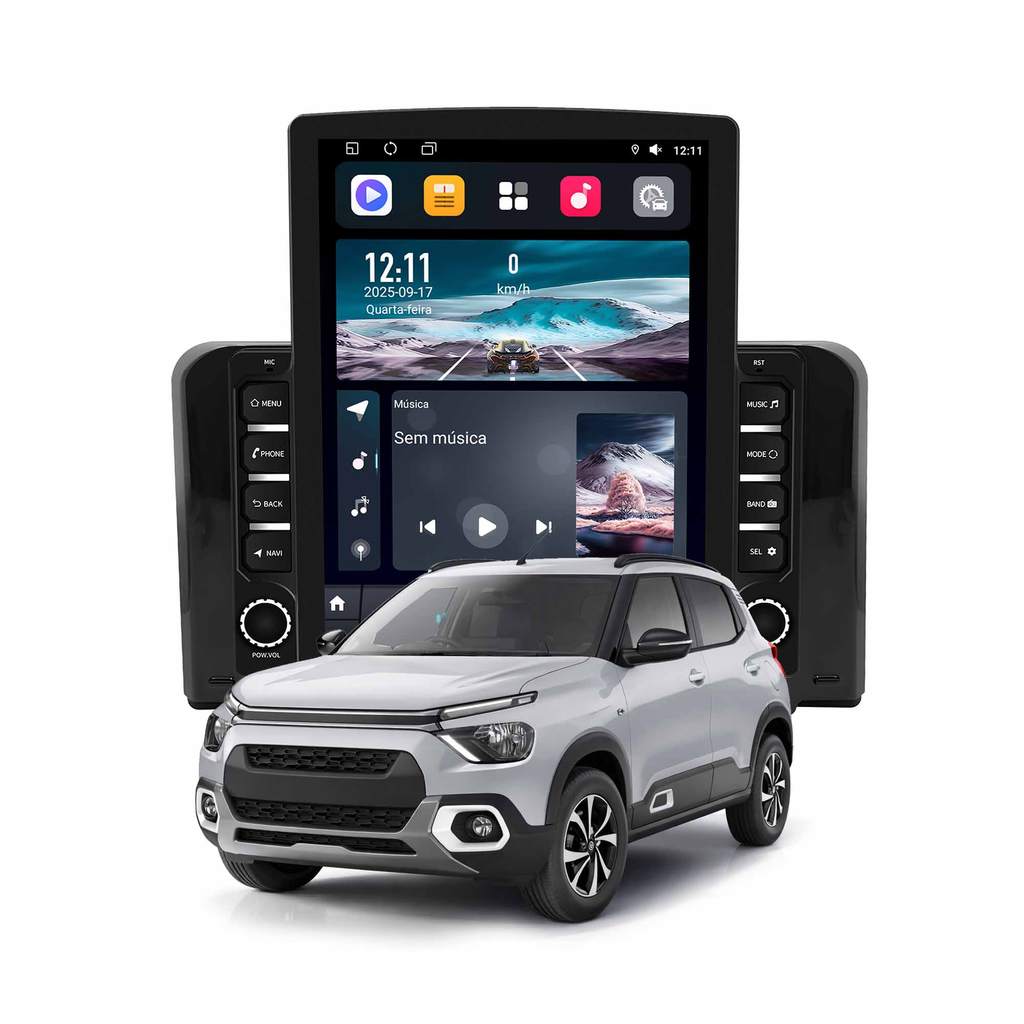Multimídia Tesla Citroen C3 2022 Acima 4+64gb Octacore 9.7p Black Piano Sem Rádio Original Carplay