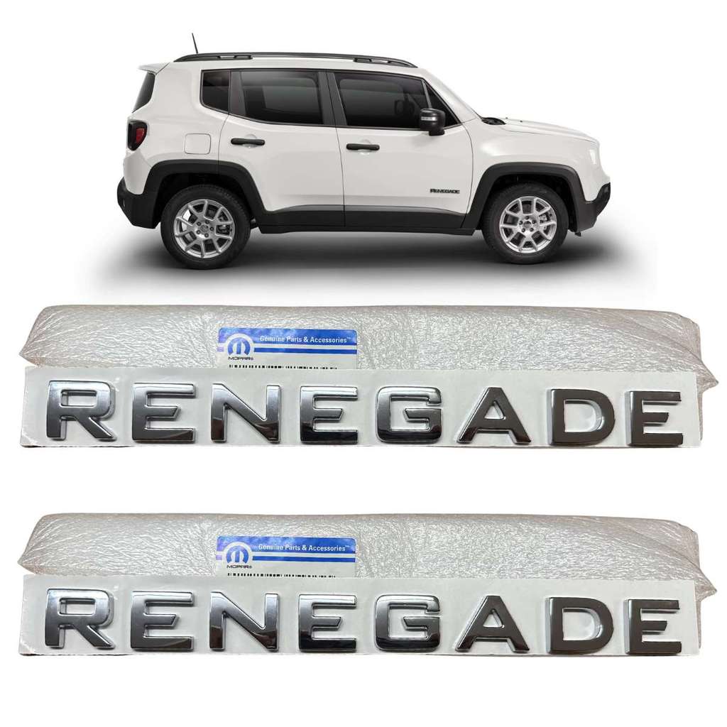 Kit Letreiro Adesivo Lateral Porta Renegade Cromado Original Jeep Mopar