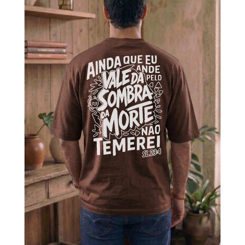 Camiseta Estampada Salmo 23:4 Personalizada Oversized Streetwear