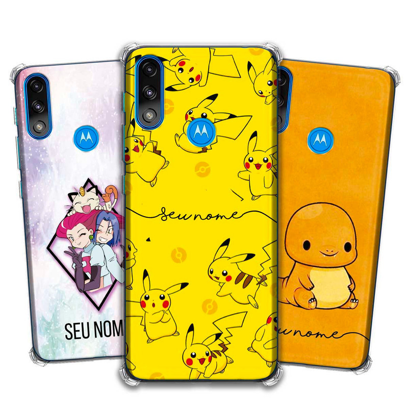 Capa Capinha - Motorola Moto E7 Power - Monstros de Bolso Pocket Anime Treinadores Personalizada Nome