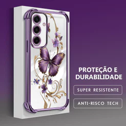 Capinha de Silicone Anti Queda Impresso Borboleta Proteção da Lente Para Samsung Galaxy A17 4G 5G Capa de Celular FS0862