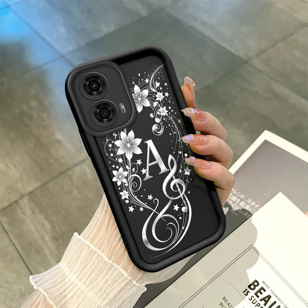 Capinha Personalizada com Letra A-Z Para Motorola Moto G24 Silicone Macio Proteção Completa Capa Case ZM