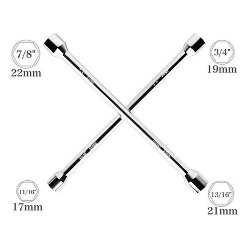 Chave De Roda Estrela Universal Para Carro AÇO 4 Bocas 17 19 21 23mm Tipo Cruz Profissional mil+ Vendido(s) - Prata