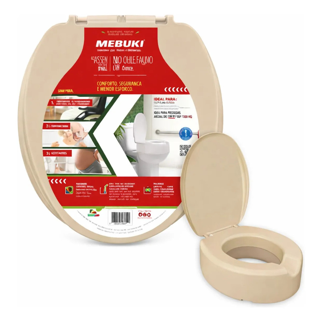 Assento Elevado 13,5cm Oval Areia Para Vaso Izy Deca 6lpf