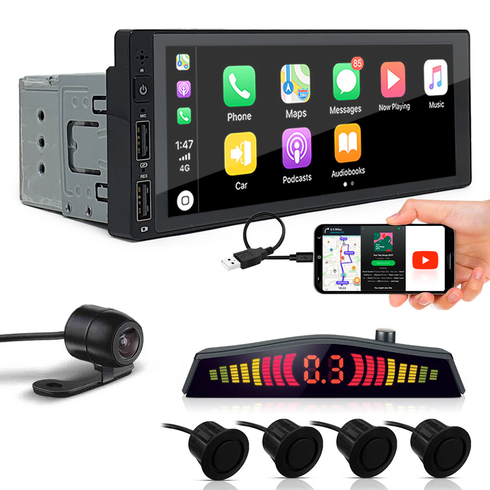 Multimídia 1 Din + Câmera + Sensor Ré Preto Fosco Palio G4 2008 2009 2010 2011 2012 Espelhamento Carplay Car Play