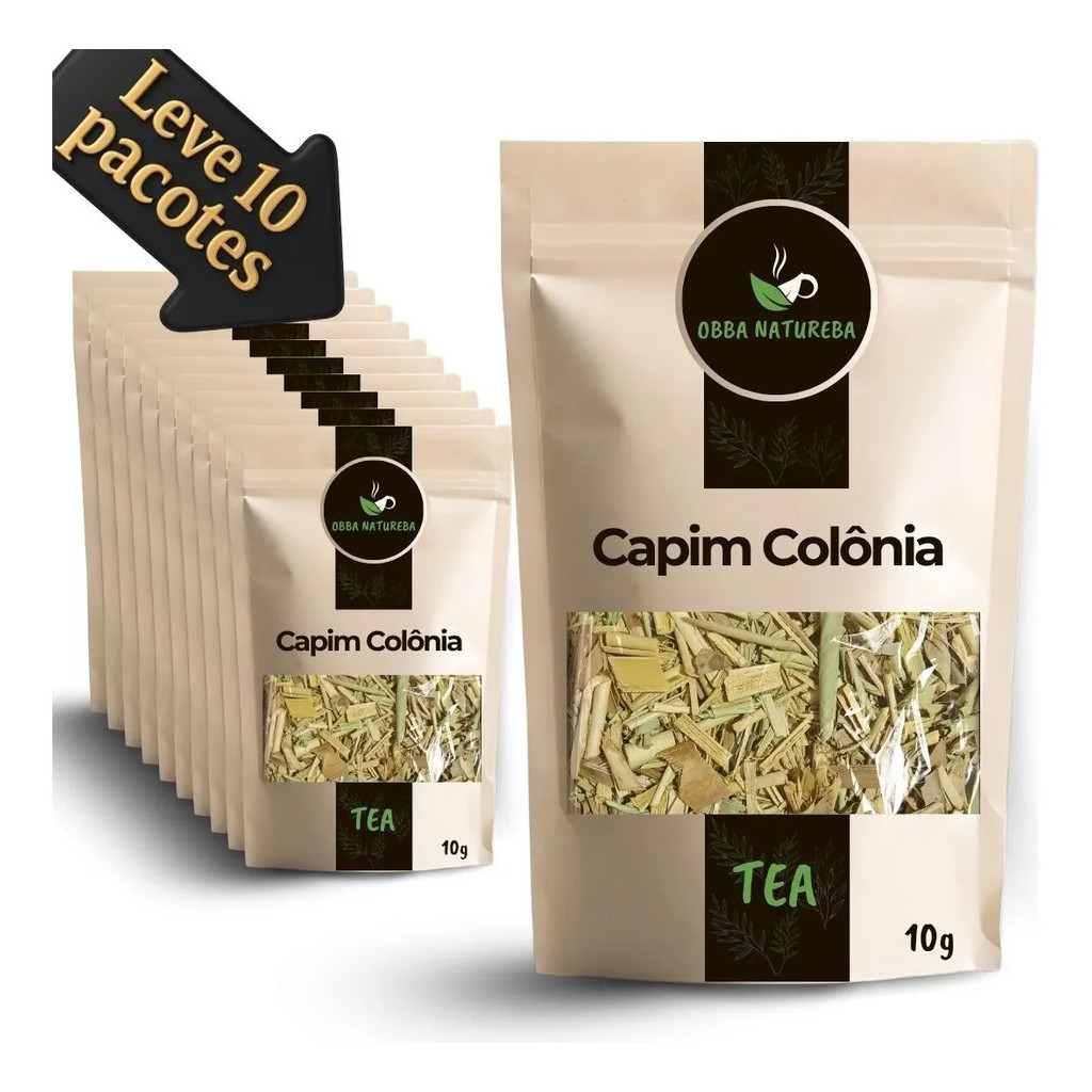 Capim Colônia para Chá Ervas em Embalagem Reforçada Parte Vegetal Para Infusão - Receba 10 Unidades