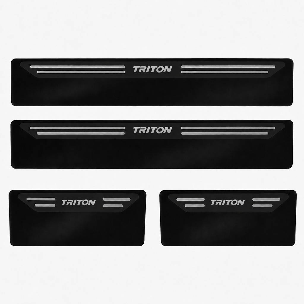 Kit soleira baixo relevo em aço inox Mitsubishi L200 Triton
