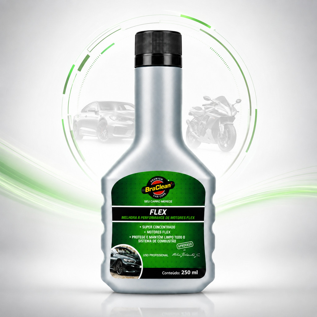 Aditivo Flex BraClean 250ml Para Queima Do Combustível Uso Automotivo Gasolina E Etanol Via Tanque
